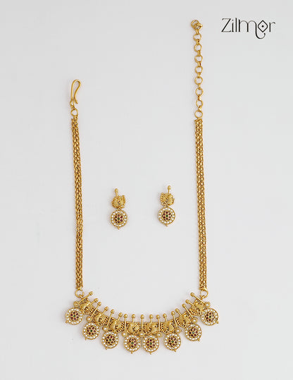 Antique AD Stone Necklace Earrings Set  - SN1012374