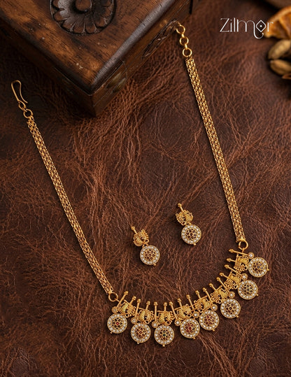 Antique AD Stone Necklace Earrings Set  - SN1012374