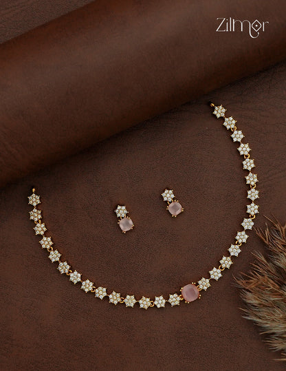 Antique Ad Stone Necklace Set with Matching Earrings - SC1012731