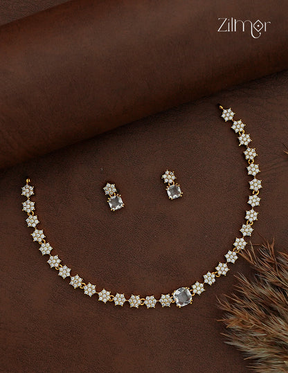 Antique Ad Stone Necklace Set with Matching Earrings - SC1012731