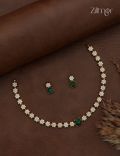 Antique Ad Stone Necklace Set with Matching Earrings - SC1012731
