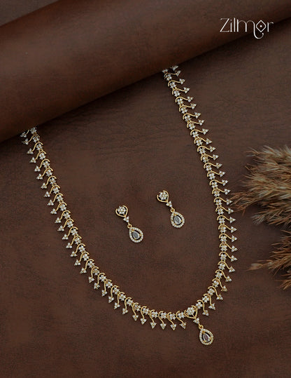 Premium Antique Ad Stone Necklace Set with Matching Earrings - SC1012738