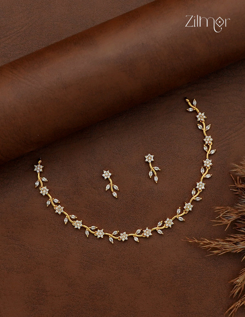 Antique Ad Stone Necklace Set with Matching Earrings - SC1012782