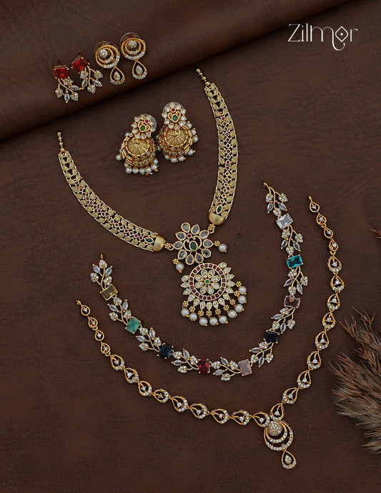 3 Antique Necklaces with Matching Earrings Combo - SC1012783