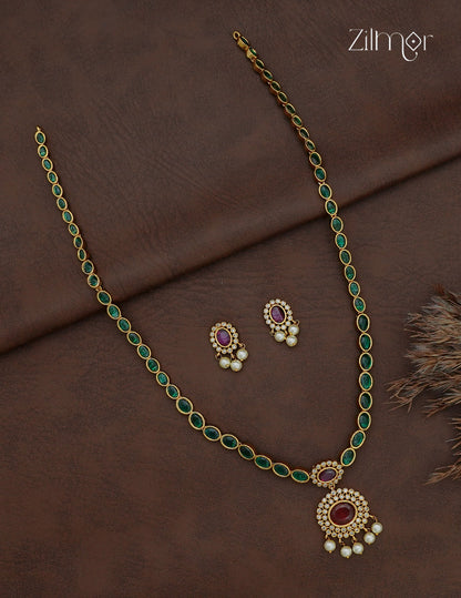 Premium Antique Necklace Set with Matching Earrings - AF1013078