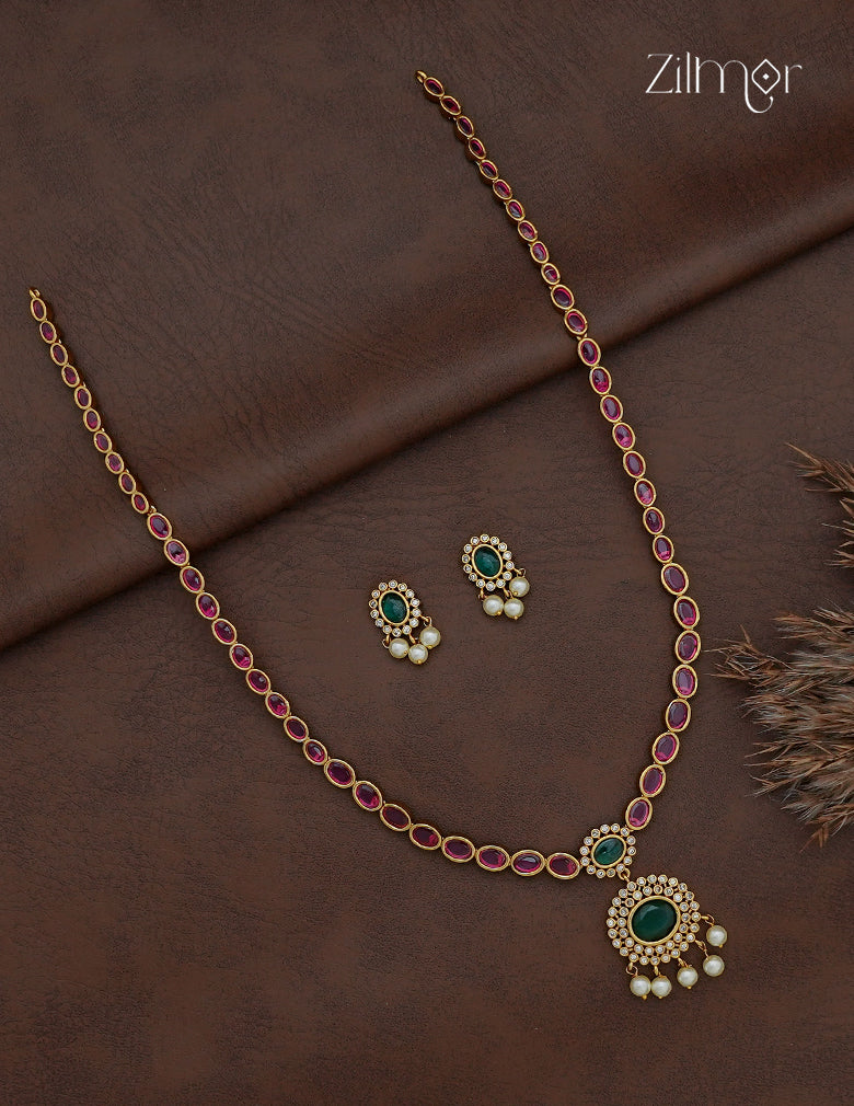 Premium Antique Necklace Set with Matching Earrings - AF1013078