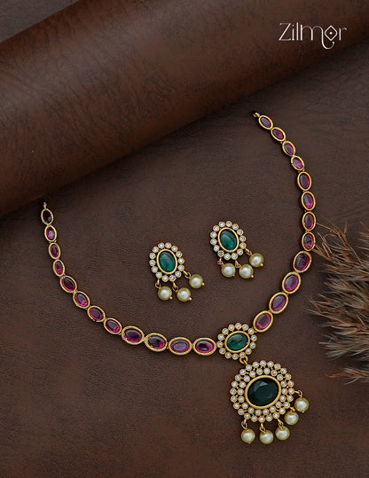 Premium Antique Necklace Set with Matching Earrings - AF1013078