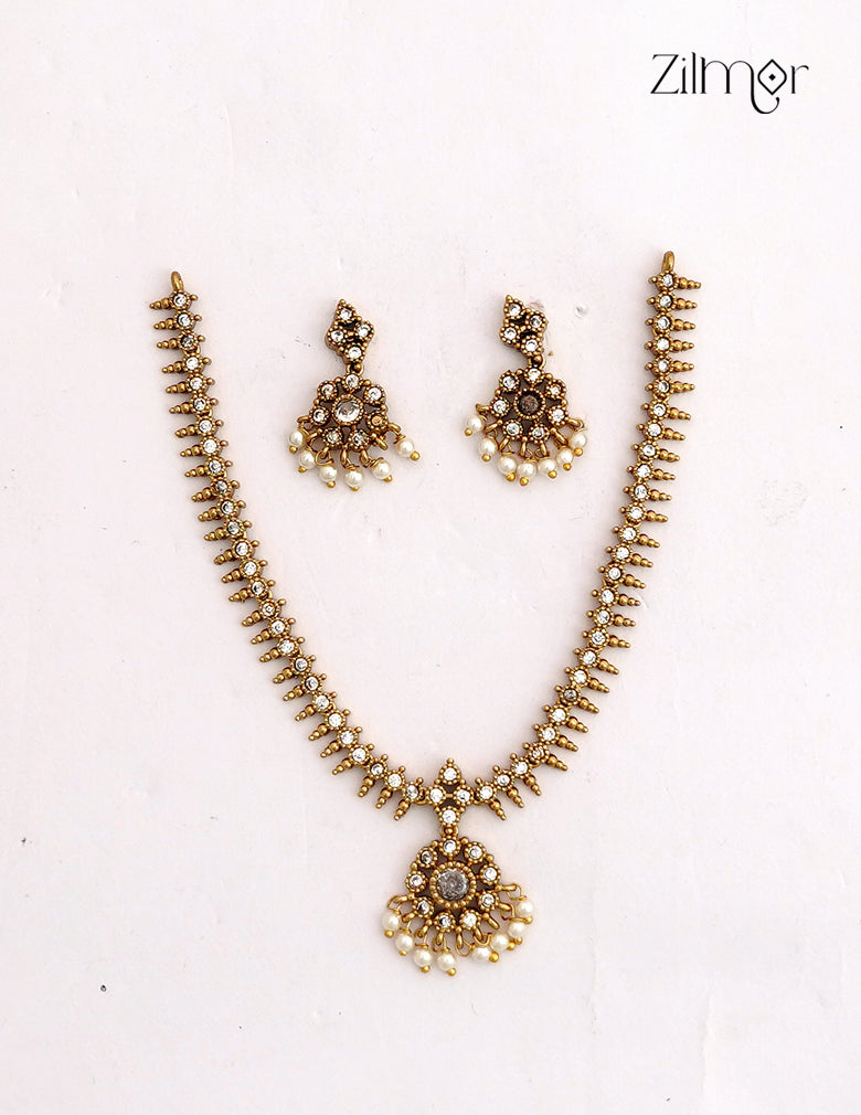 Premium Antique Necklace Set with Matching Earrings - NV1012748