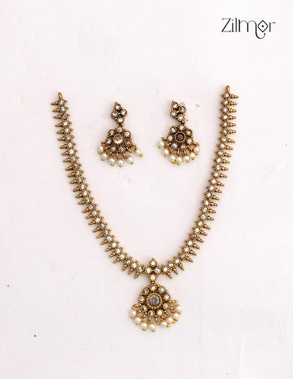 Premium Antique Necklace Set with Matching Earrings - NV1012748
