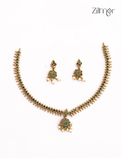 Premium Antique Necklace Set with Matching Earrings - NV1012748