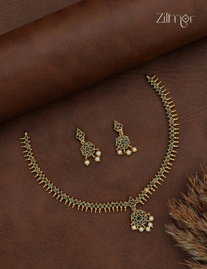 Premium Antique Necklace Set with Matching Earrings - NV1012748