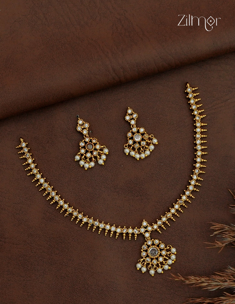 Premium Antique Necklace Set with Matching Earrings - NV1012748