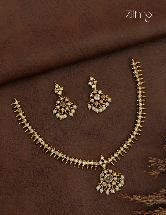 Premium Antique Necklace Set with Matching Earrings - NV1012748