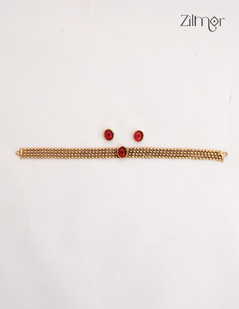 Premium Antique Necklace Set with Matching Earrings - NV1012810