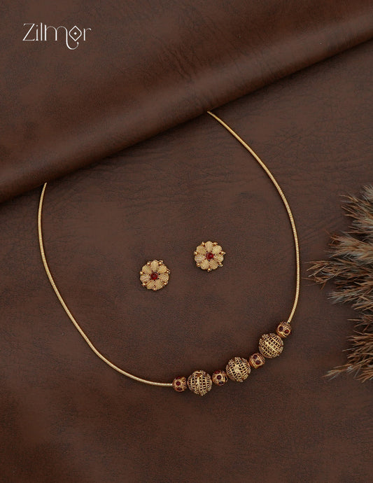 Premium Antique Necklace Set with Matching Earrings - NV1012849