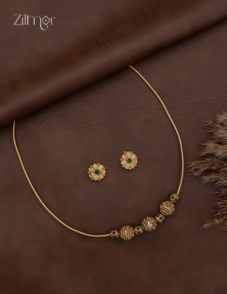 Premium Antique Necklace Set with Matching Earrings - NV1012849