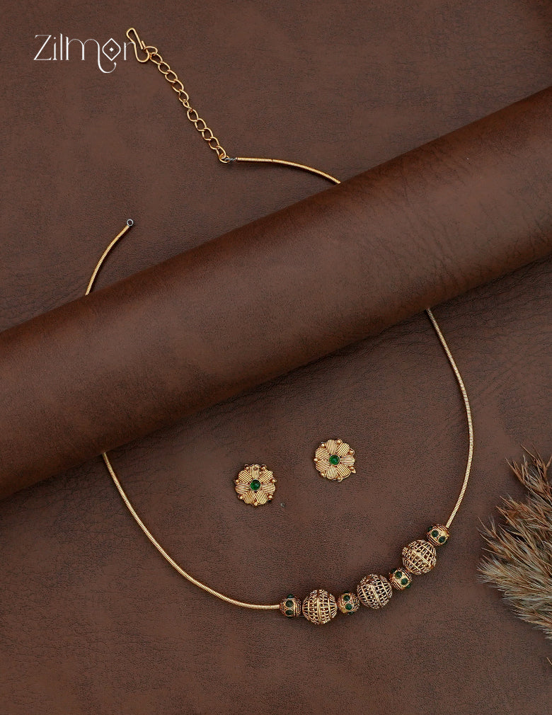 Premium Antique Necklace Set with Matching Earrings - NV1012849