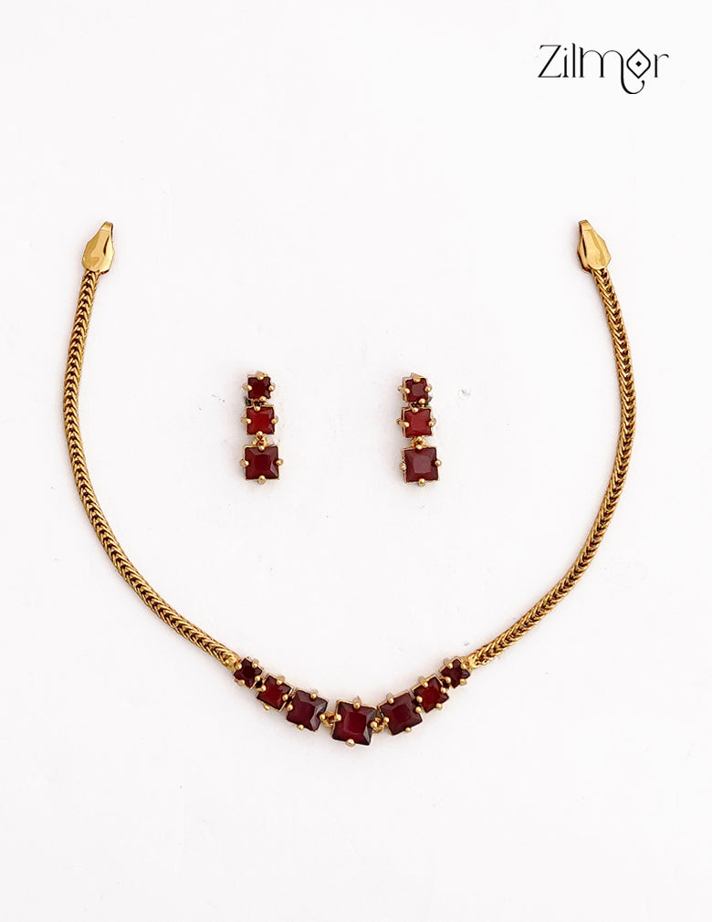 Antique Necklace Set with Matching Earrings - SC1012766