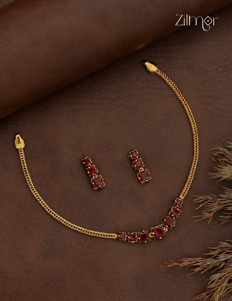 Antique Necklace Set with Matching Earrings - SC1012766