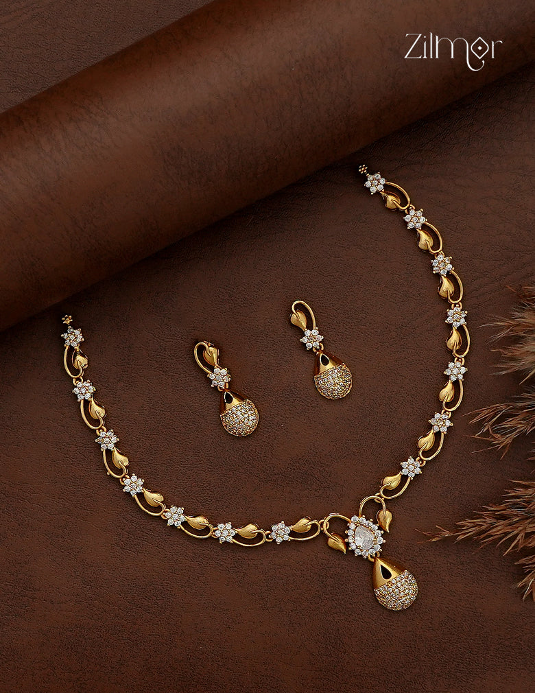 Premium Antique Necklace Set with Matching Earrings - SC1012794