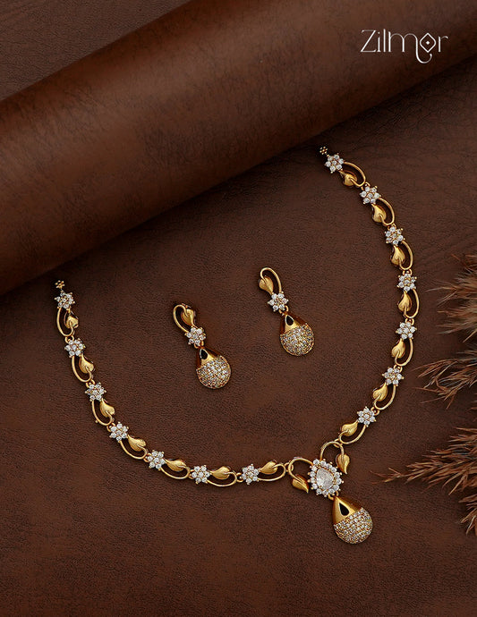 Premium Antique Necklace Set with Matching Earrings - SC1012794