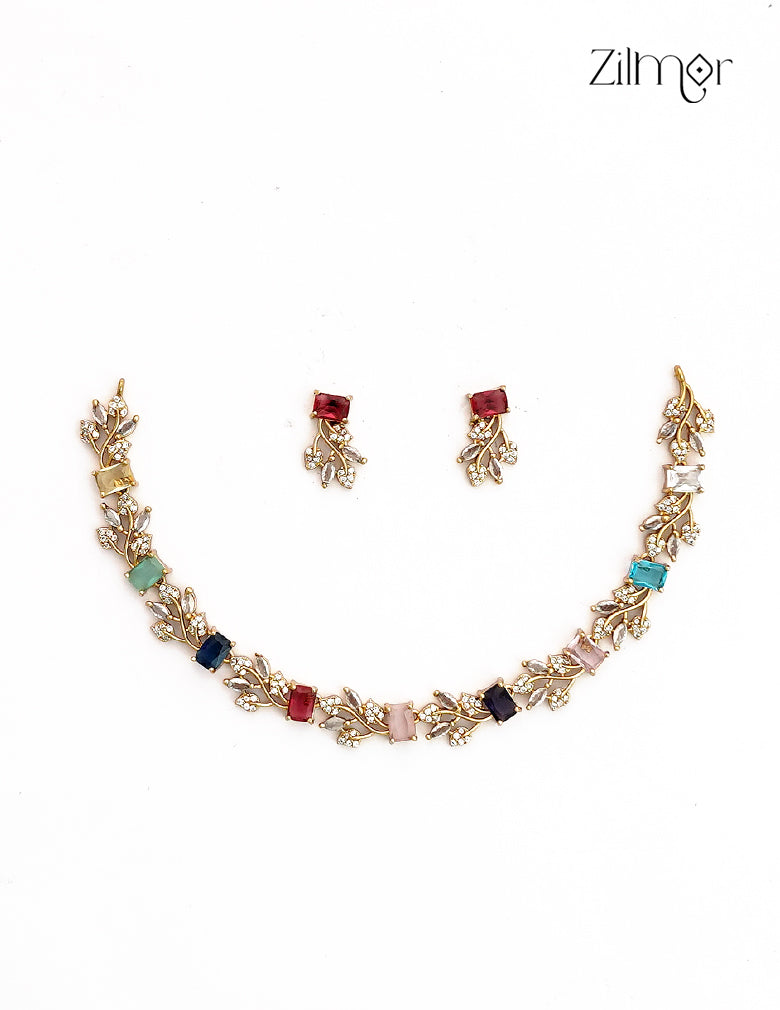 Premium Antique Necklace Set with Matching Earrings - SC1012813