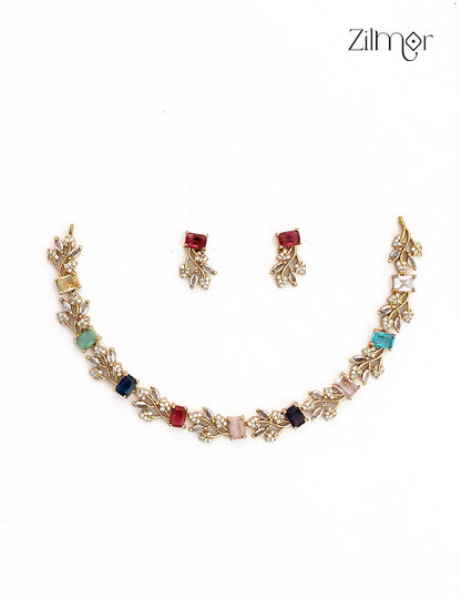 Premium Antique Necklace Set with Matching Earrings - SC1012813