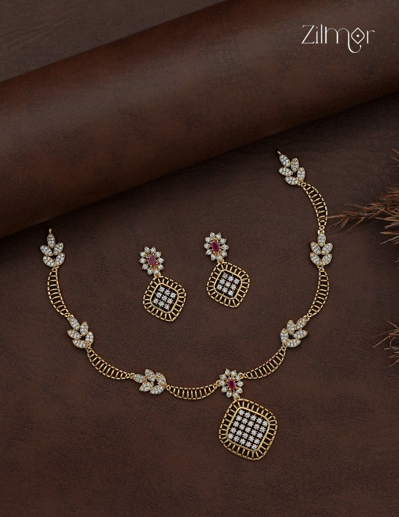 Premium Antique Necklace Set with Matching Earrings - SN1013004