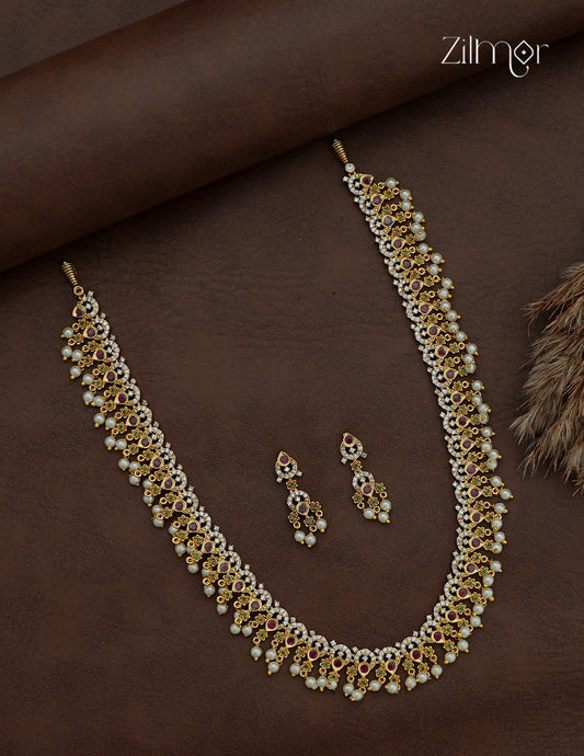Premium Antique Pearl Necklace Set with Matching Earrings - SC1012892