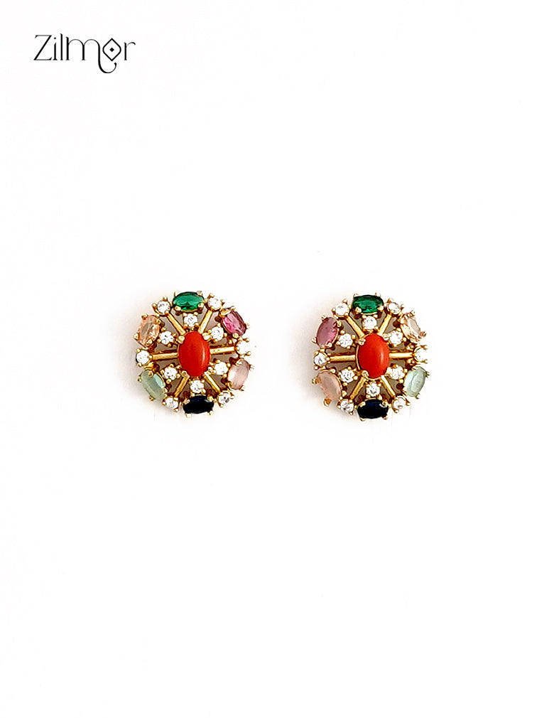 Premium Antique Traditional Navaratna Earrings - SN1012419