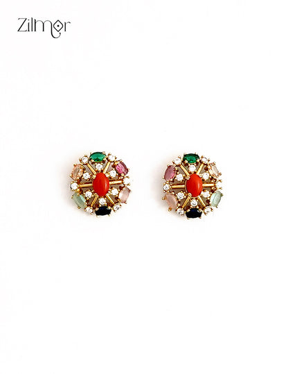 Premium Antique Traditional Navaratna Earrings - SN1012419