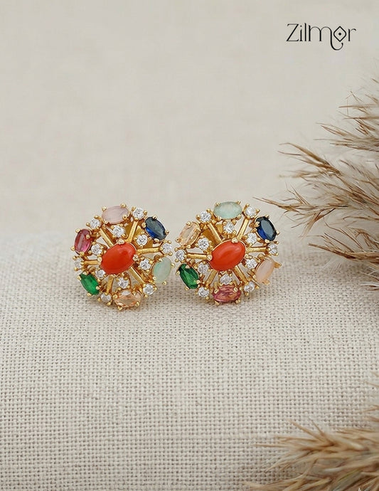 Premium Antique Traditional Navaratna Earrings - SN1012419