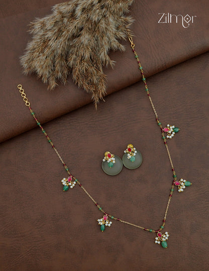 Premium Kemp Stone Long Chain Necklace Earrings Set - ZO1012417