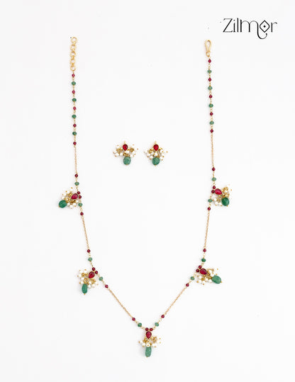 Premium Kemp Stone Long Chain Necklace Earrings Set - ZO1012417
