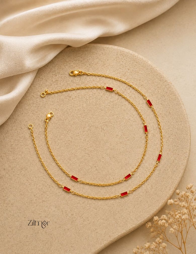 Women Zilmor KY1012775 18K Gold Toned Semi Precious Stone Pair Anklet