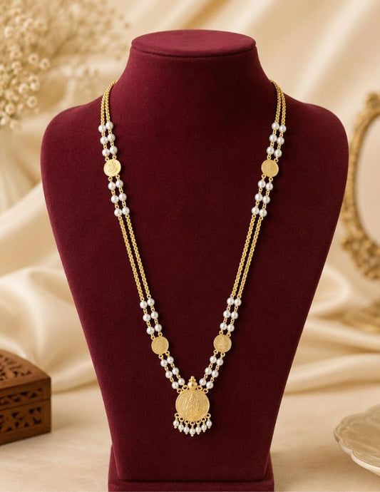 18k Gold plated Pearl Kaashu Long Necklace - ZS1012814