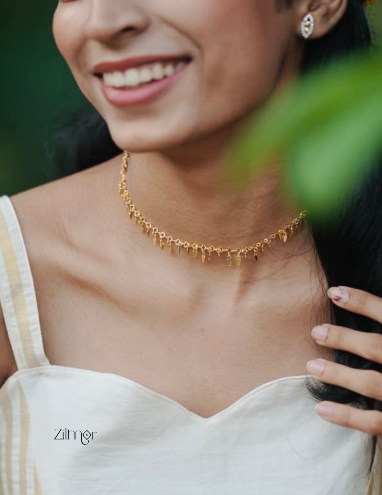 18k Gold Plated  kerala style ElakkaThali choker Necklace  - KY1012546