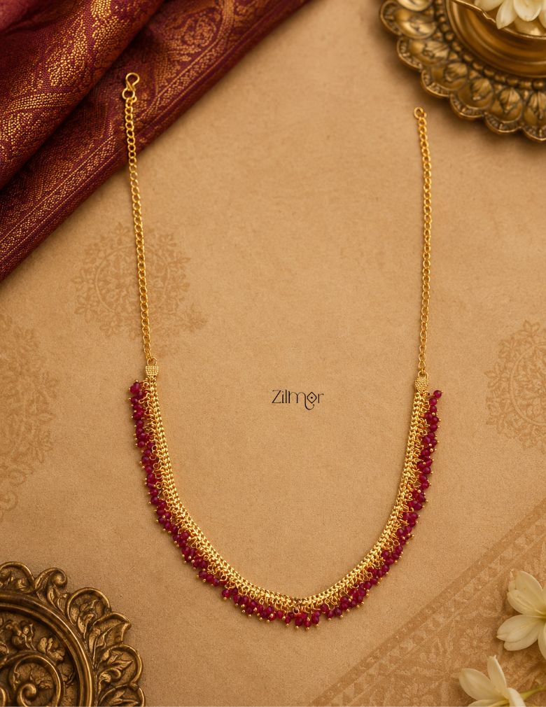 18K Gold Plated Crystal Bead Cluster Chain Necklace - KF1012670