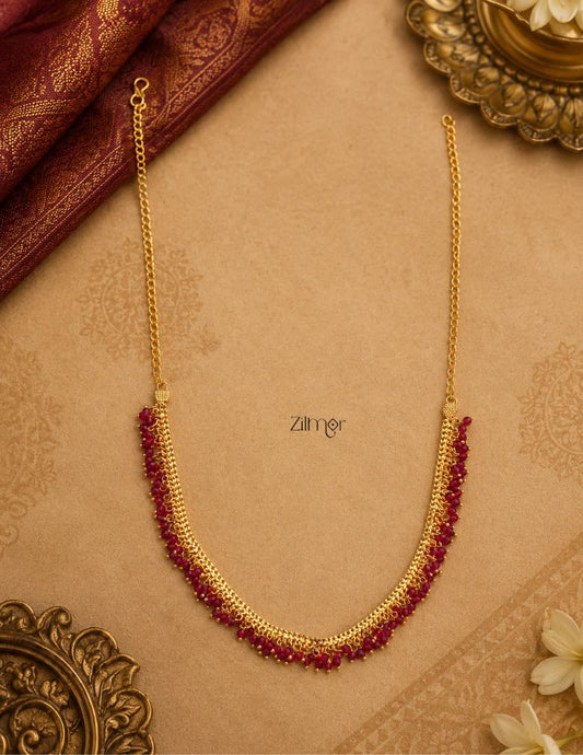 18K Gold Plated Crystal Bead Cluster Chain Necklace - KF1012670