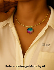AS1011745 - Natural Druzy Stone Pendant with Hasli Choker Necklace 3-Zilmor