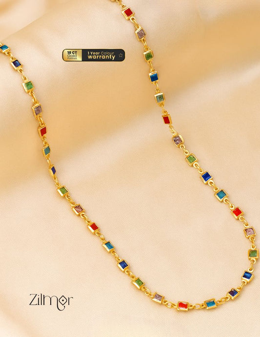 KT1011679 - 18k gold plated Semi Precious Stone Short  Necklace (color option)
