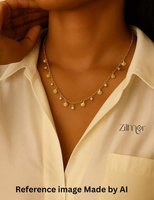 KT1011700- Anti Tarnish Gold Plated Hanging Stones with Sea Shell Chain Necklace 2-Zilmor