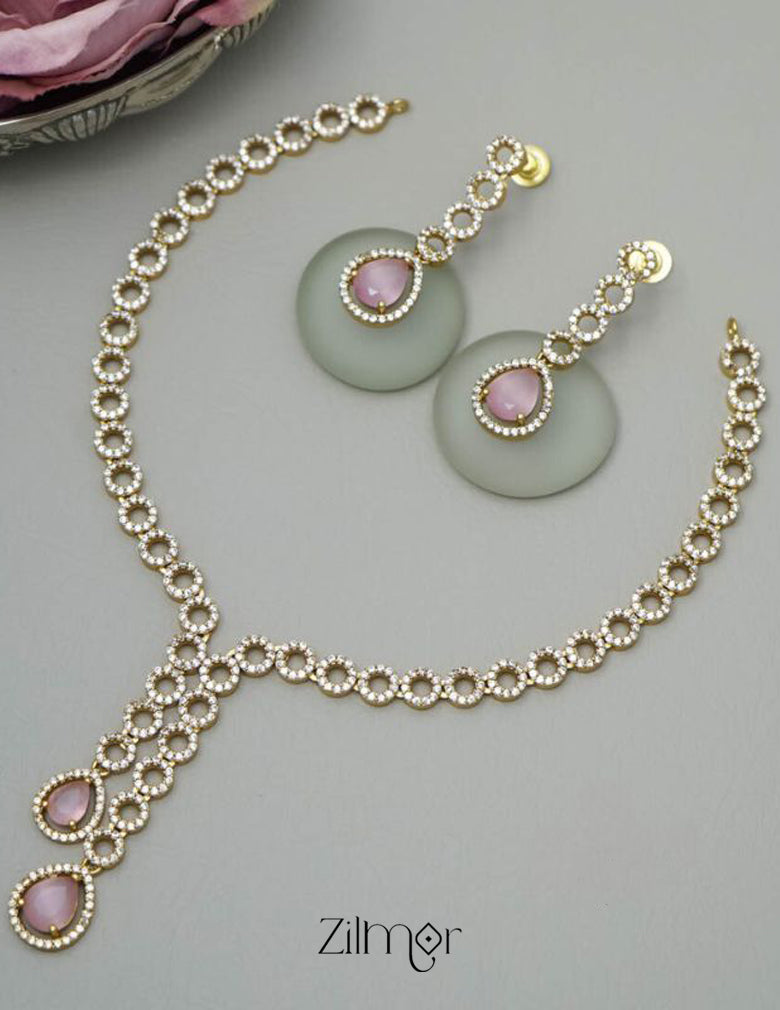 SC101301 - AD Stone Necklace with matching Earrings