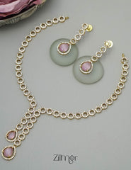 SC101301 - AD Stone Necklace with matching Earrings