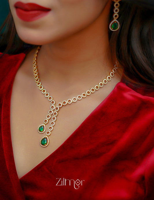 SC101301 - AD Stone Necklace with matching Earrings