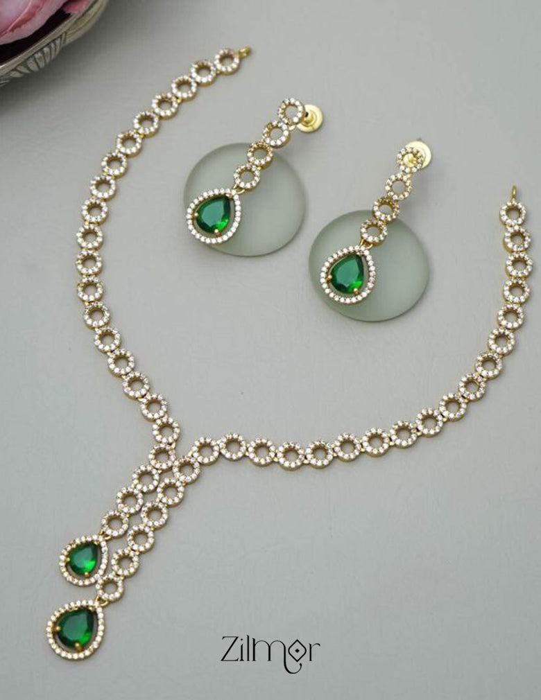 SC101301 - AD Stone Necklace with matching Earrings 2-Zilmor