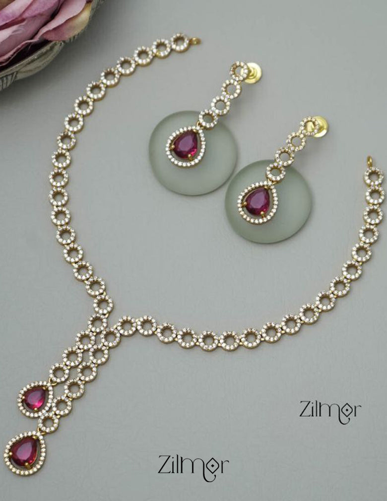SC101301 - AD Stone Necklace with matching Earrings