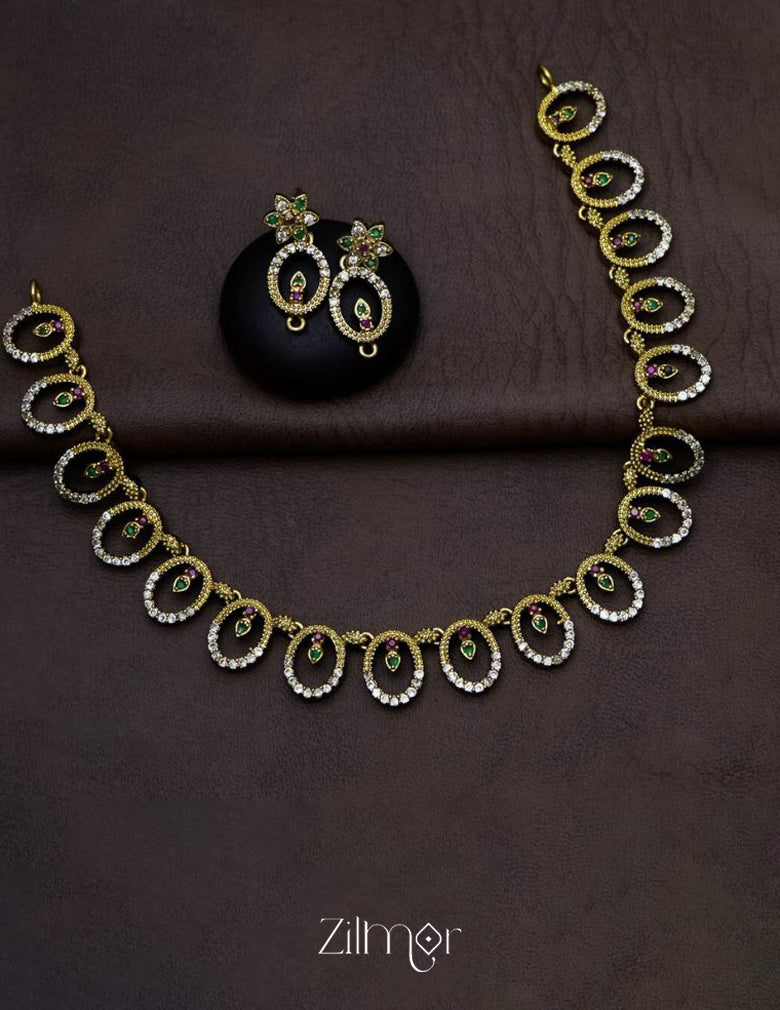SC101302 - AD Necklace with matching Earrings 2-Zilmor