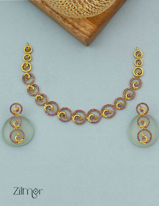 SC101320 - AD Choker/Necklace with matching Earrings