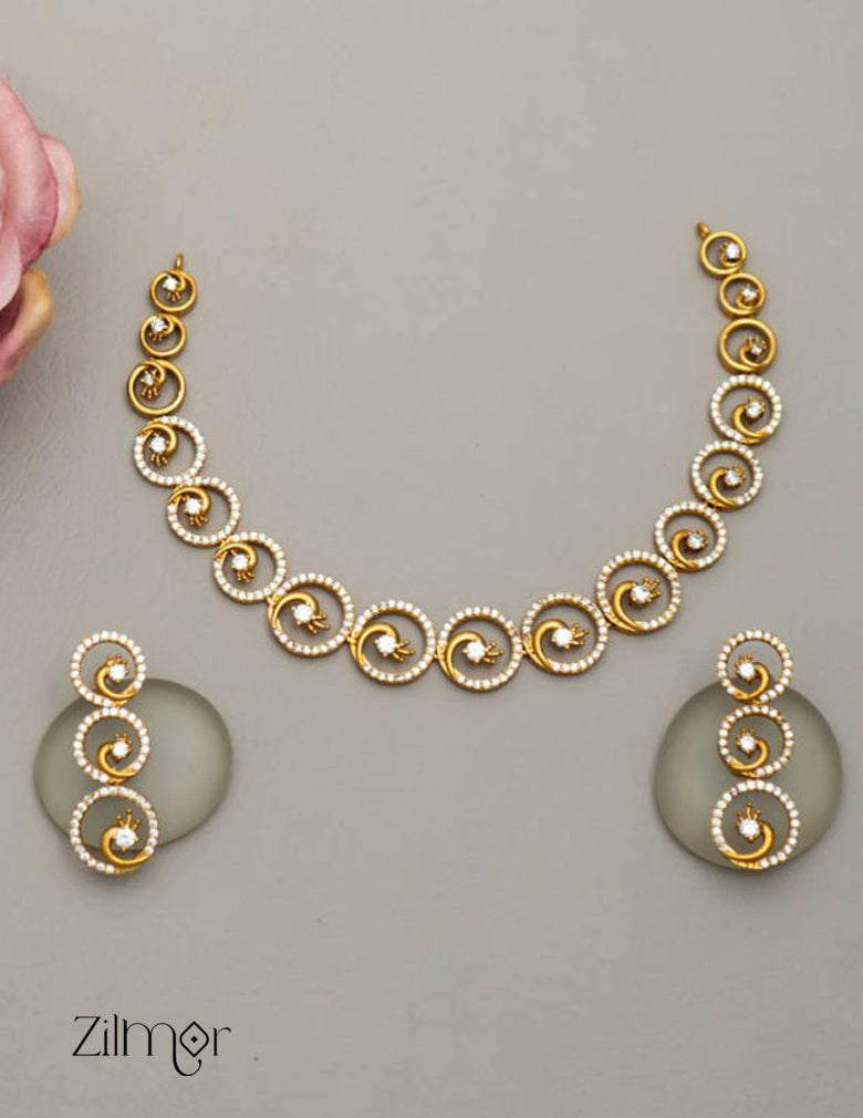 SC101320 - AD Choker/Necklace with matching Earrings